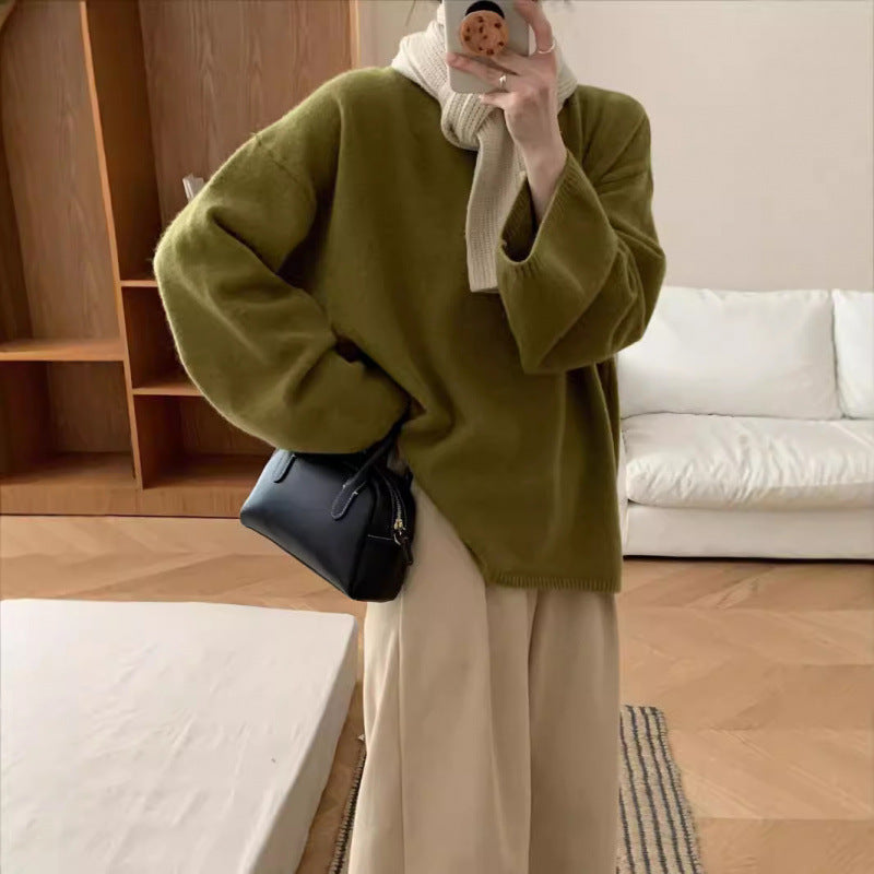 Dame oversized strikkegenser med vid snitt og fint materiale Skjora