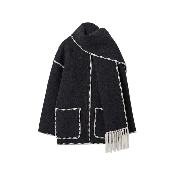 Dame elegant og allsidig Ull Poncho Skjora