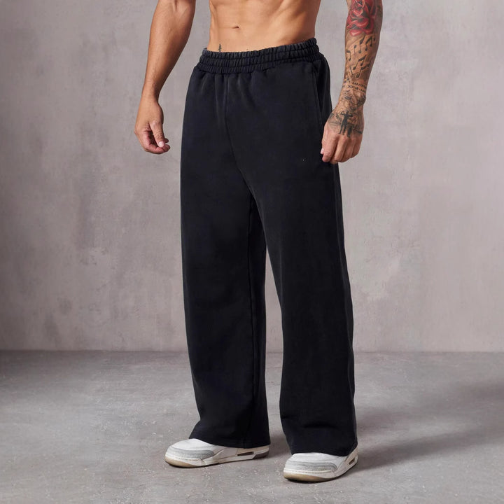 Herre Baggy Joggebukser med Elastisk Liv og Lommer på Siden Skjora