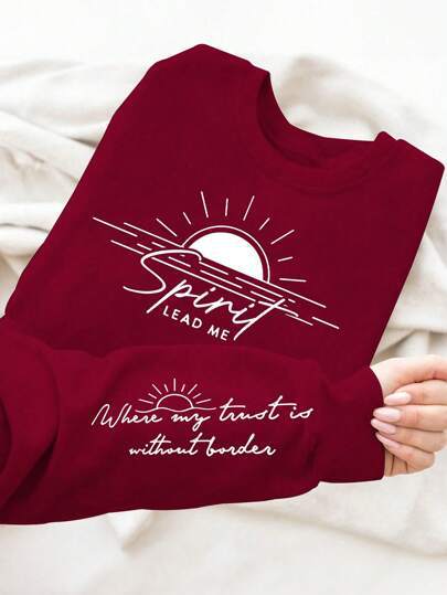 Damesweatshirt med inspirerende trykk og mykt flytende stoff Skjora