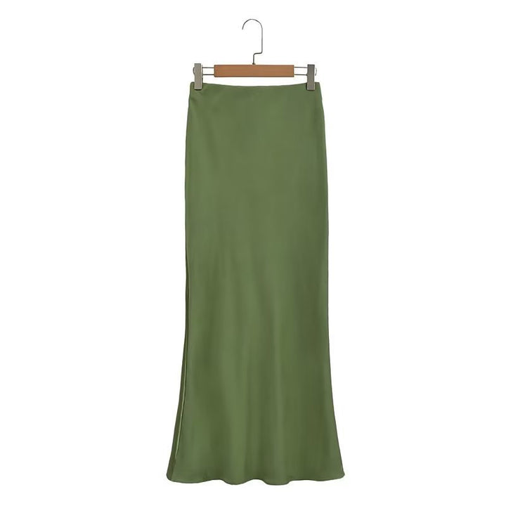 Damer elegant sateng skjørt i minimalistisk stil med myk drapering Skjora