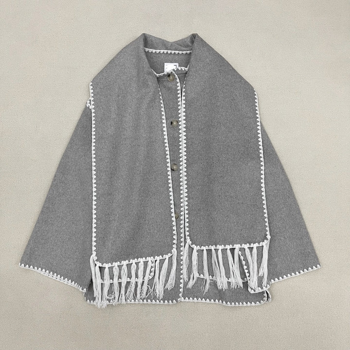 Dame elegant og allsidig Ull Poncho Skjora