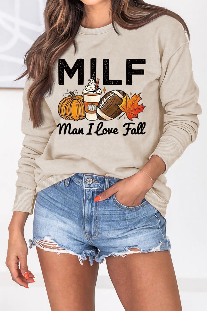 Kvinne sweatshirt med høst essens motiv og inspirerende tekst Skjora