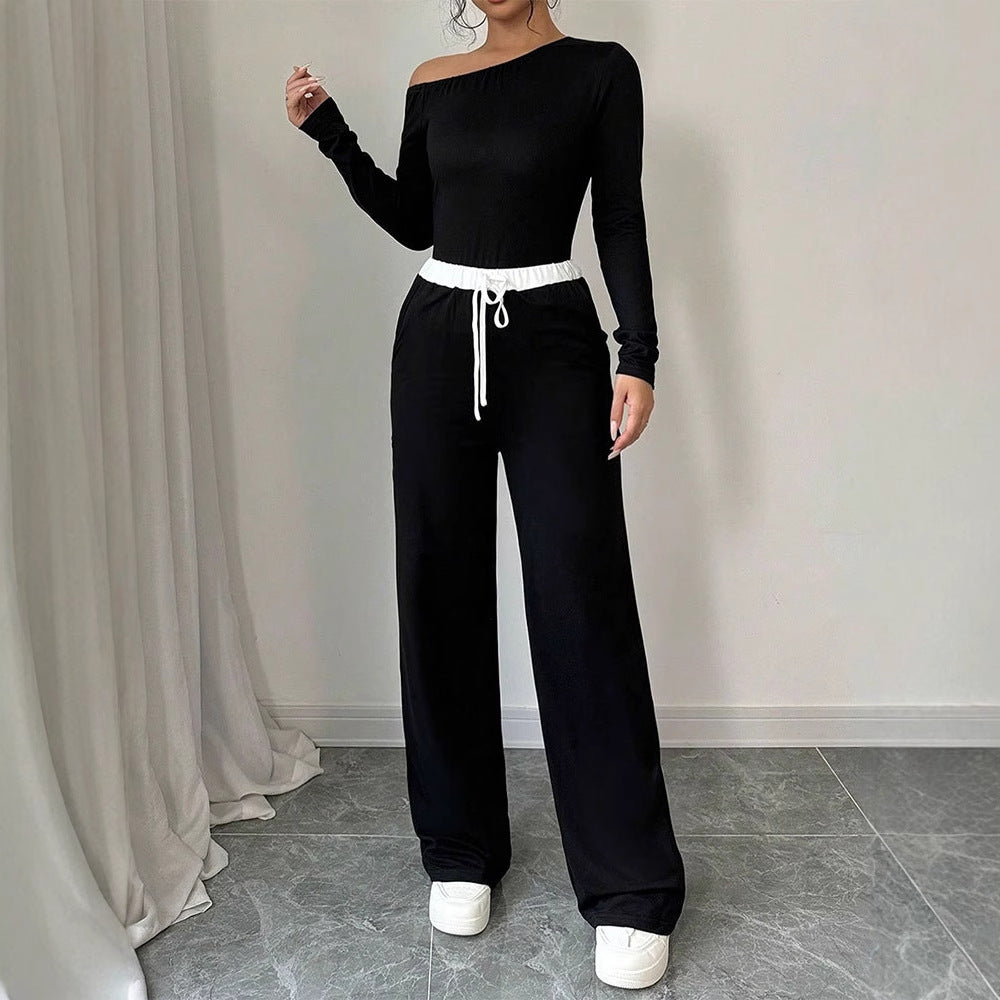 Damer Elegant jumpsuit med asymmetrisk topp og vide ben Skjora