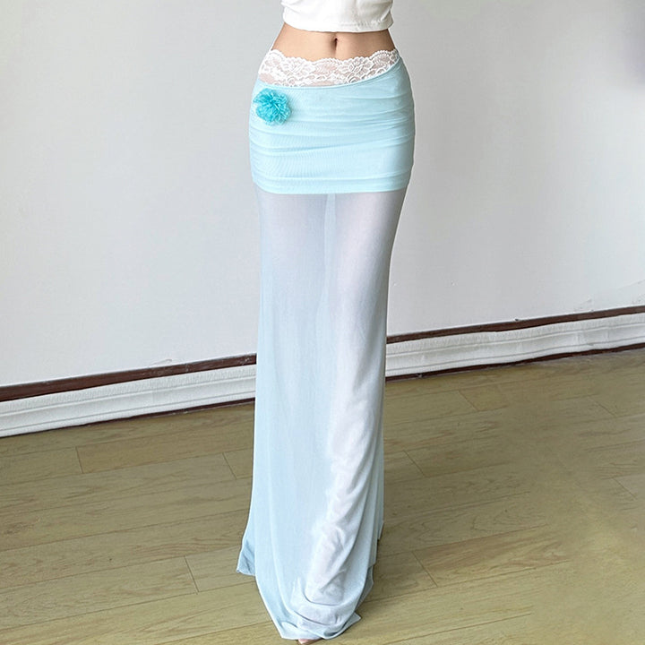 Dame elegant Maxi-kjole med asymmetrisk snitt og blomsterdesign element Skjora
