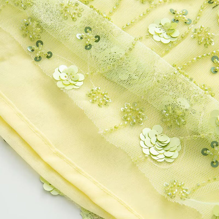 Dame miniskjørt med glitrende paljetter og blomsterdesign Skjora
