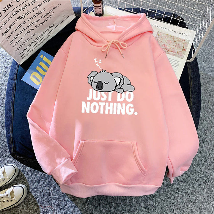 Damen Kapuzenpullover mit verspieltem Koala-Motiv und motivierendem Schriftzug Skjora