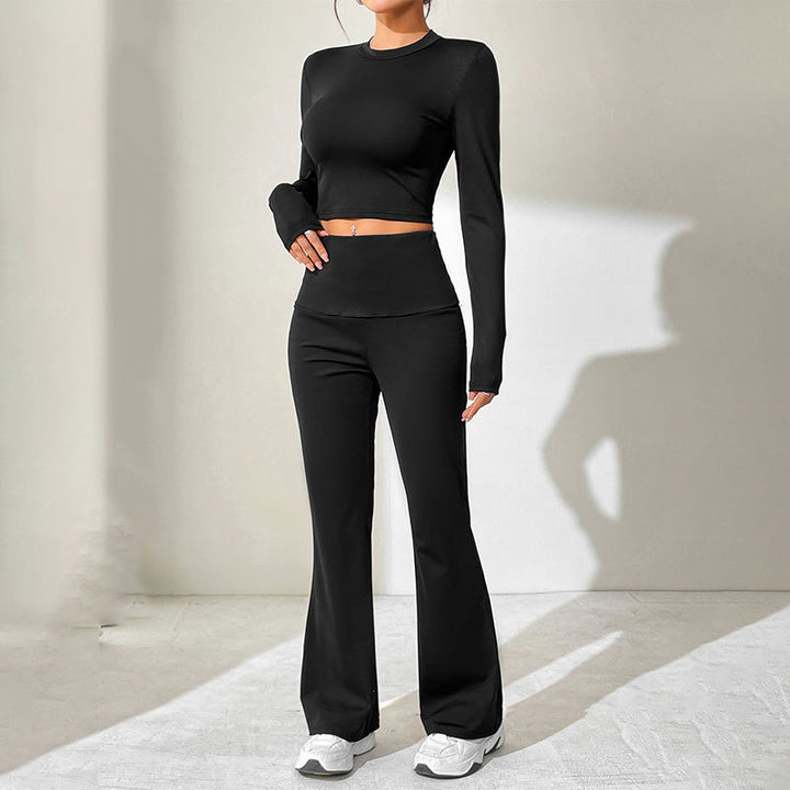 Dame Sporty sett med kombinert cut-out topp og vid bukseantrekk Skjora