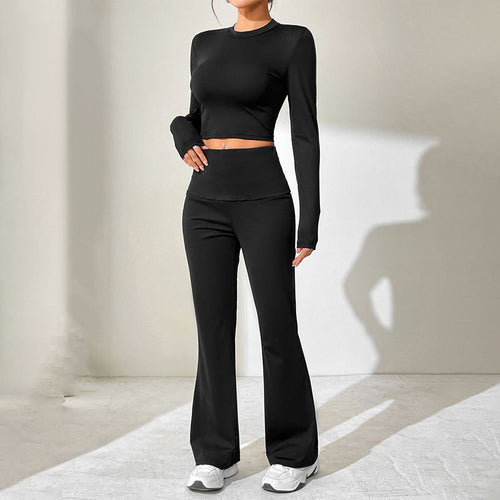Dame Sporty sett med kombinert cut-out topp og vid bukseantrekk Skjora