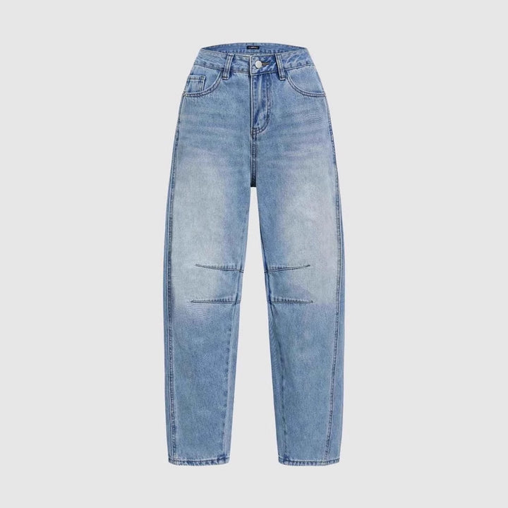 Kvinne brede denimjeans med høy midje og moderne designdetaljer Skjora