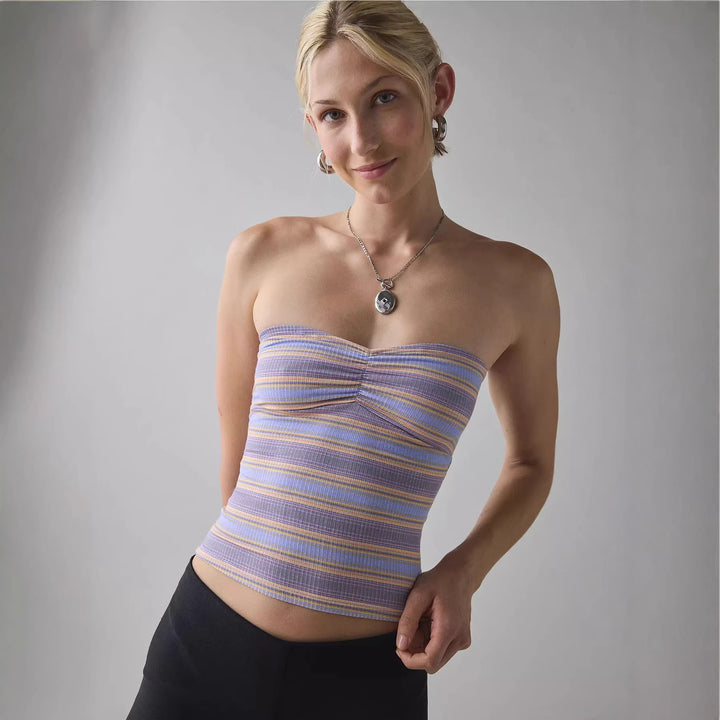 Dame Bandeau-top med raffinerte striper Skjora
