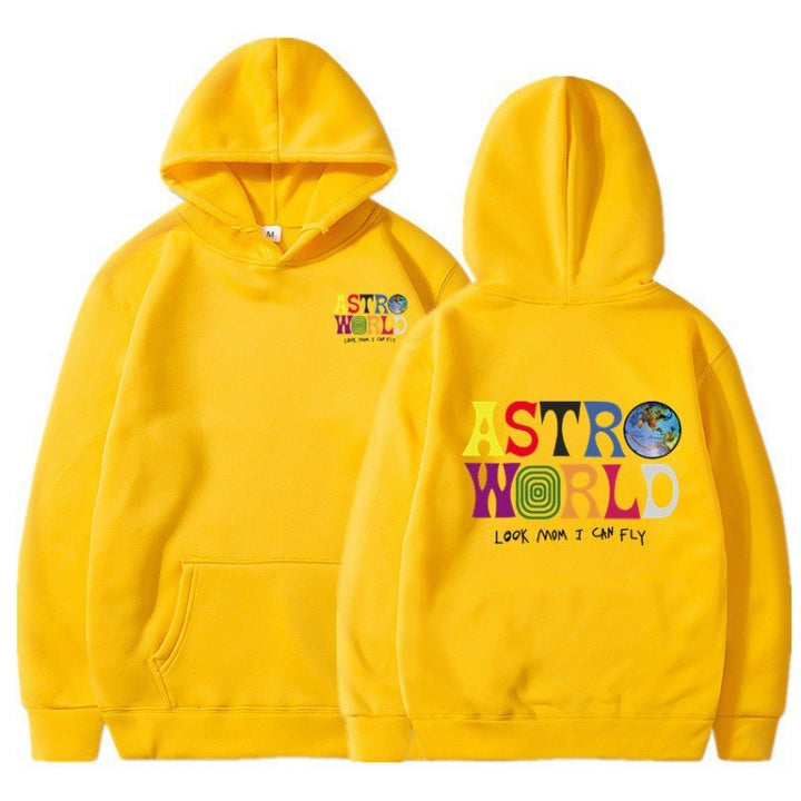 Damegens hoodie med lekent grafisk design og myk innside Skjora