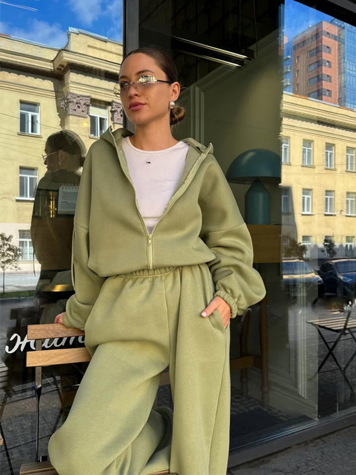 Kvinnens Komfortable Genser og Løse Sweatpants Sett Skjora