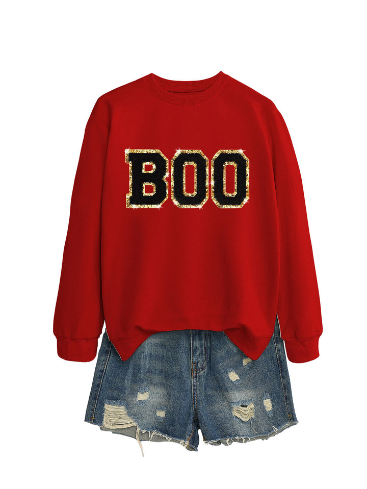 Damer sweatshirt med glitrende trykk Skjora