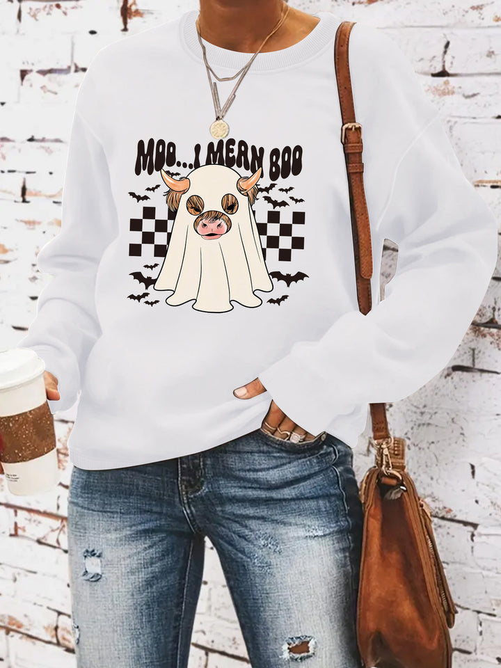 Dame sweatshirt i munter Halloween-design Skjora