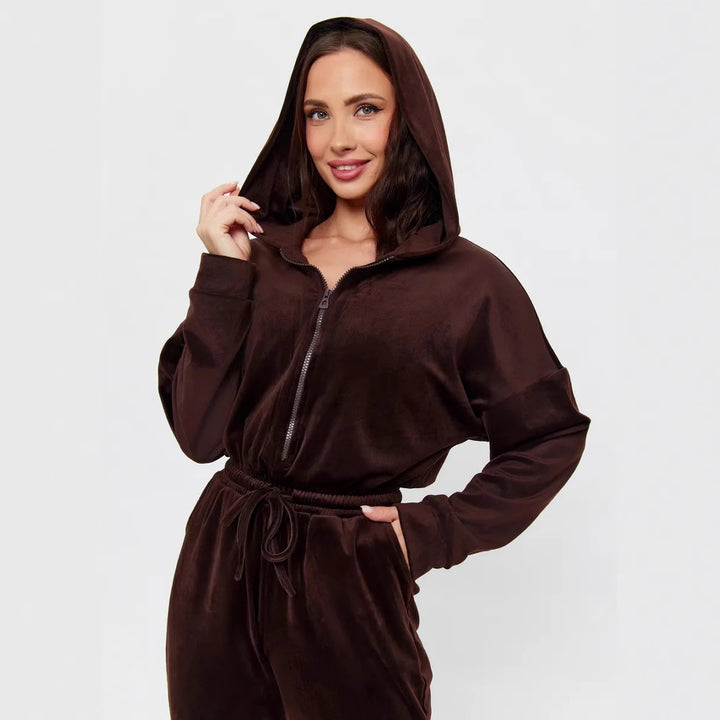 Damer fløyelshette jumpsuit Skjora
