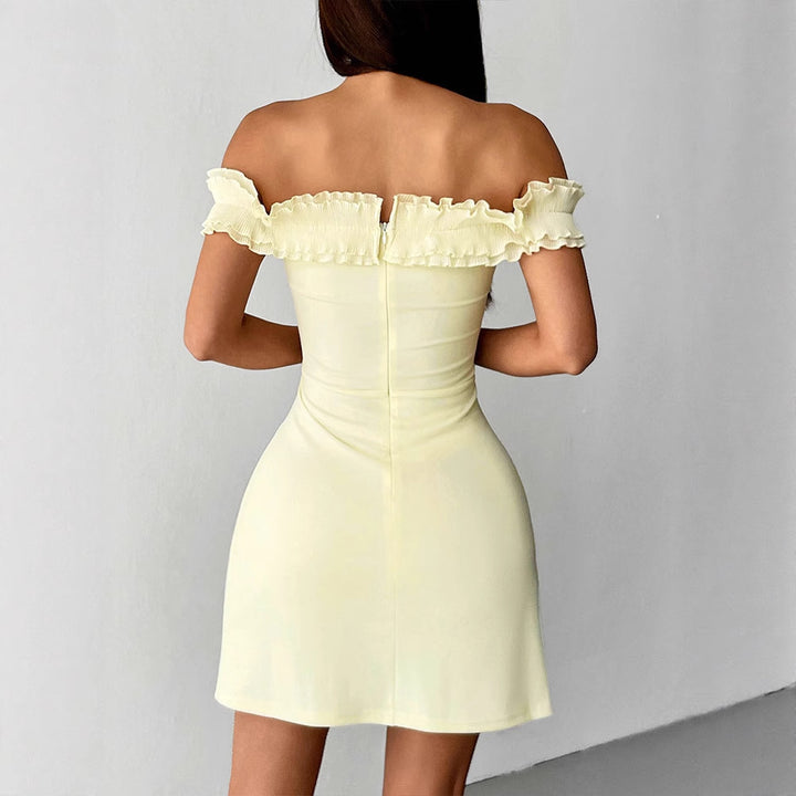 Dame Off-Shoulder Kjole med Volanger Skjora