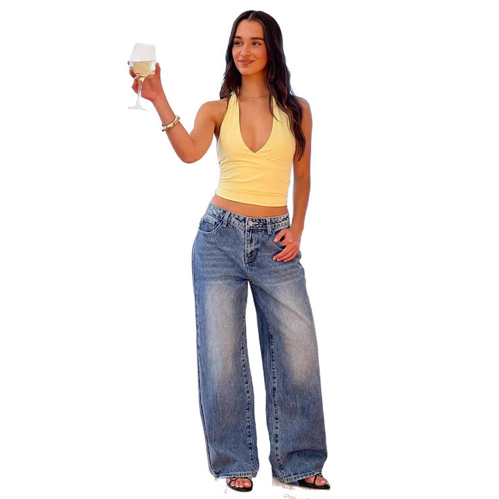 Kvinnenes vidde jeans med høy midje og avslappet stil Skjora