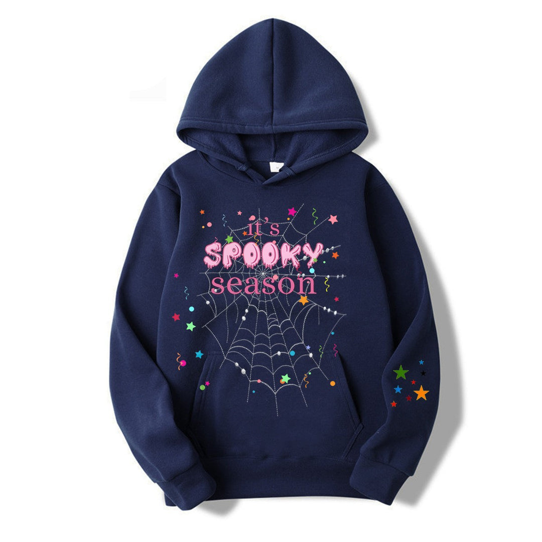 Damer koselig hettegensere med grafisk Halloween-design Skjora