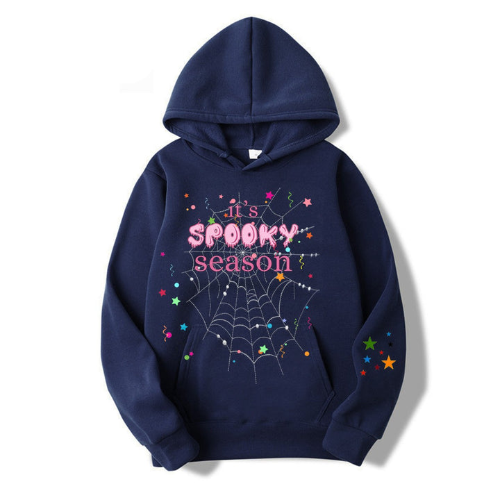 Damer koselig hettegensere med grafisk Halloween-design Skjora