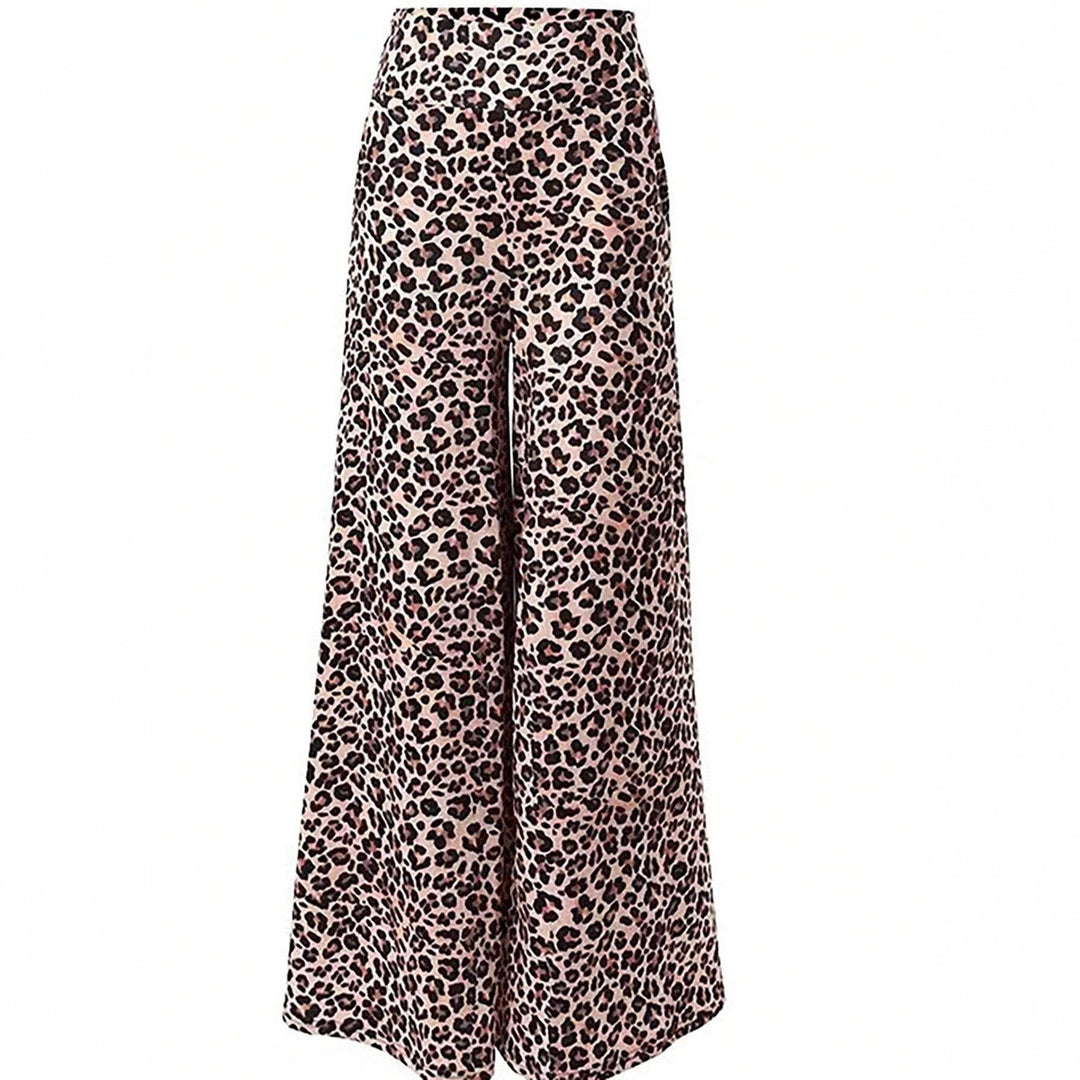 Damer Elegante Leopardsmønster Palazzo-bukser Skjora