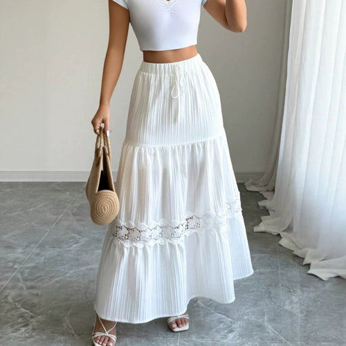 Dame Crop-Top og Maxi-Rock Sett med Volangdetaljer Skjora