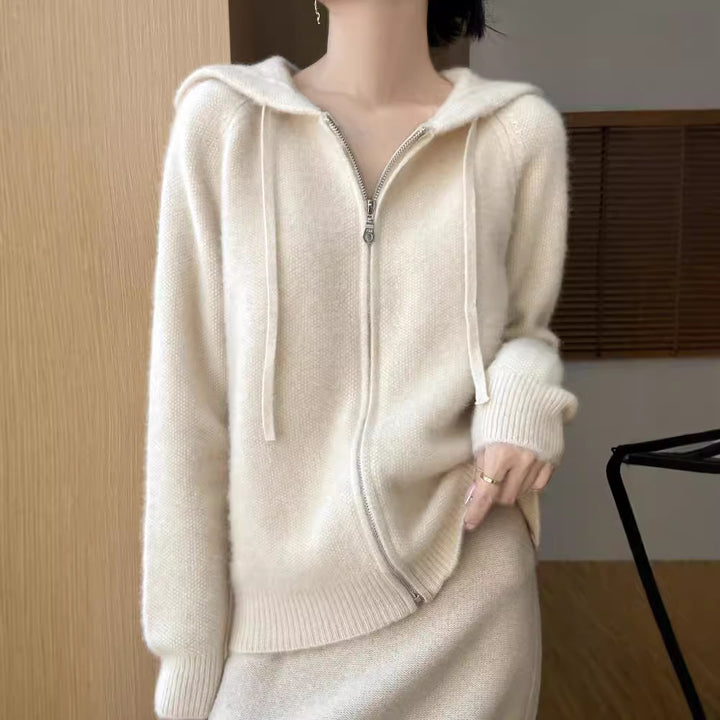 Kvinne Cozy Hoodie Jakke med Mykt Materiale og Glidelås Skjora
