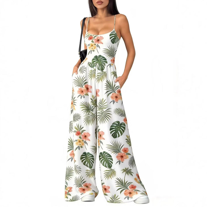 Damen Elegant Jumpsuit med geometrisk utskrift og brede ben Skjora