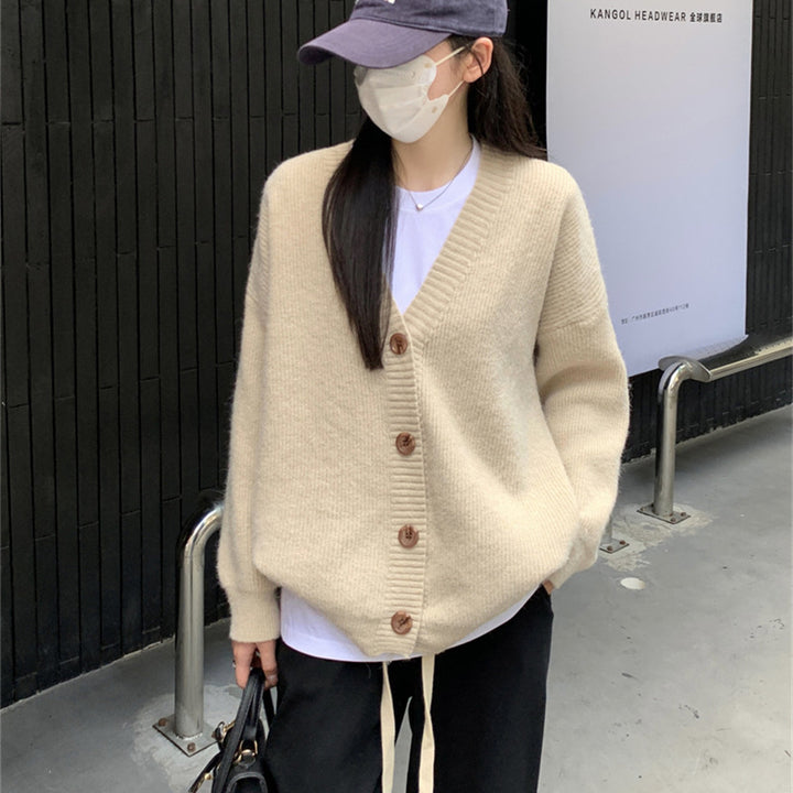Dame oversized cardigan med store knapper og avslappet passform Skjora