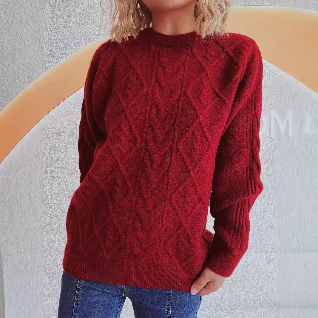 Kvinne Grovstrikket Genser med Kabeldesign Skjora