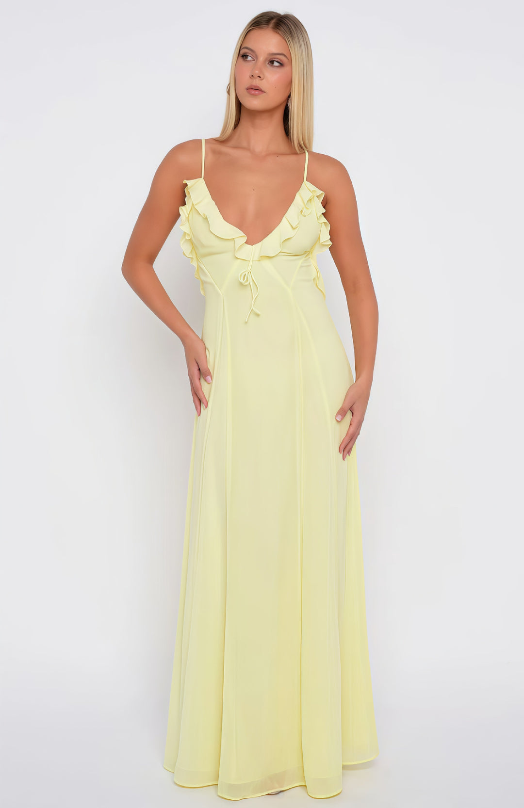 Kjoler Elegant Maxi Kjole med Off-Shoulder Volang Dekorasjon og Tilpassbart Design Skjora