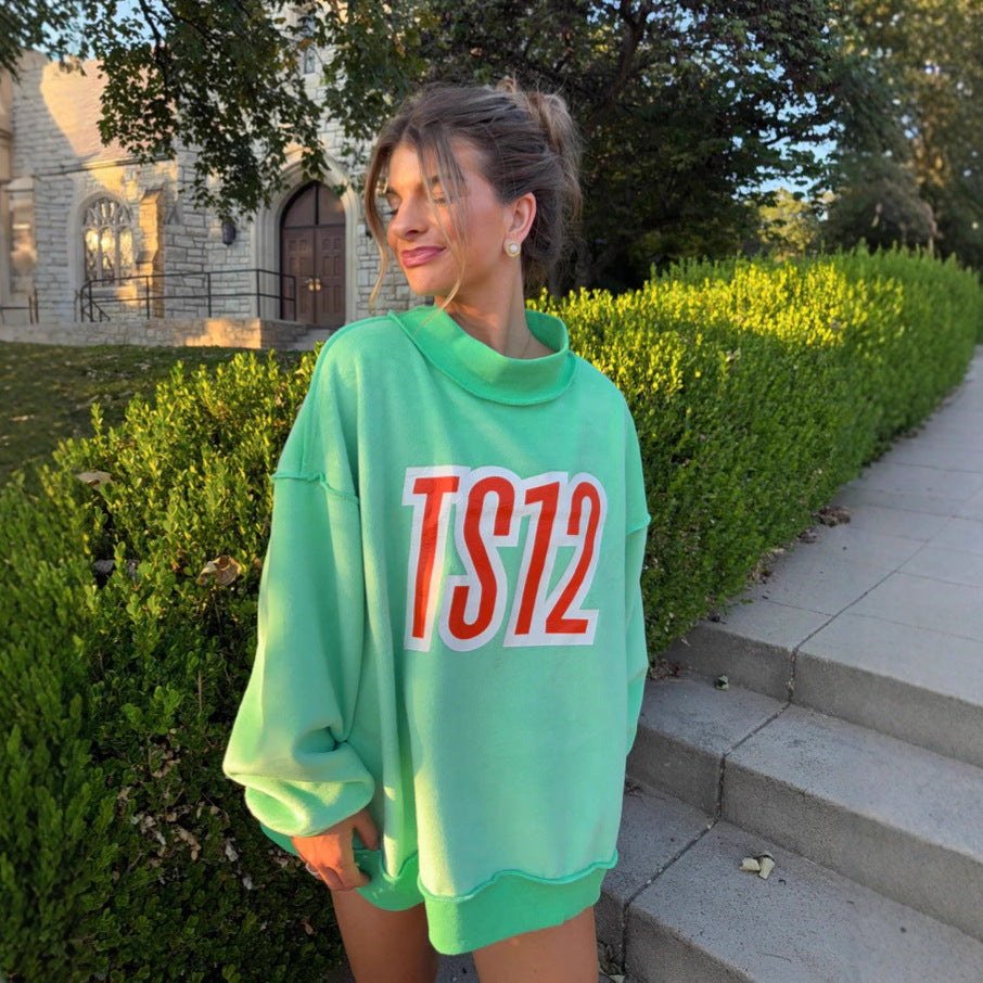 Kvinne Oversized Sweatshirt med Kreativ Grafisk Trykk Skjora