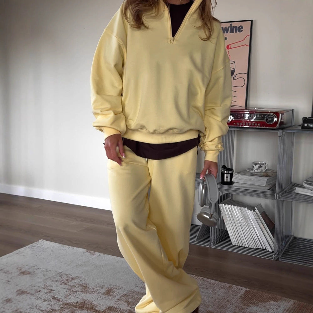 Damer casual fleece topp og komfortabel joggebukse sett Skjora