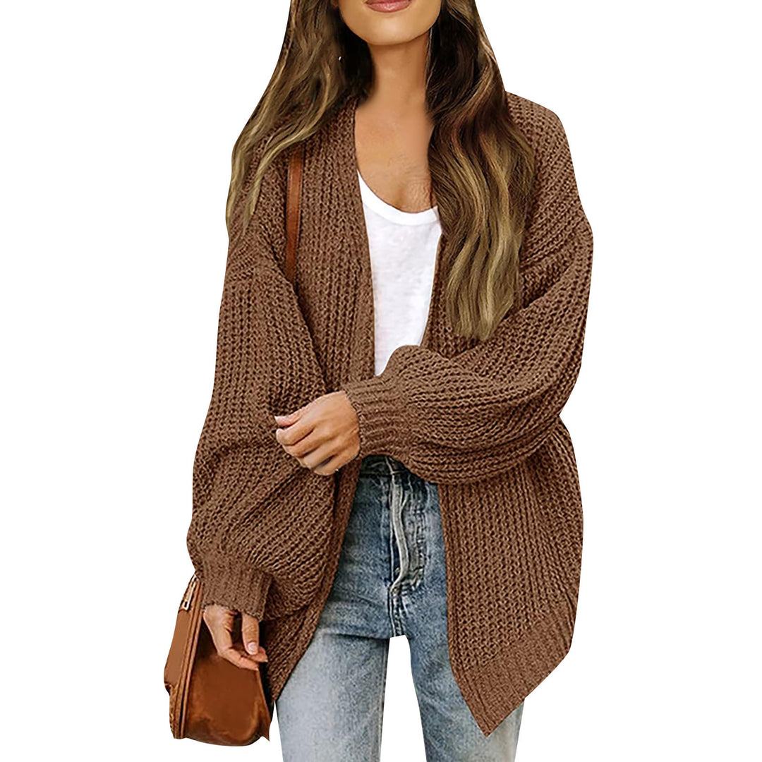 Kvinne chunky strikket cardigan med en avslappet passform og senkede skuldre Skjora
