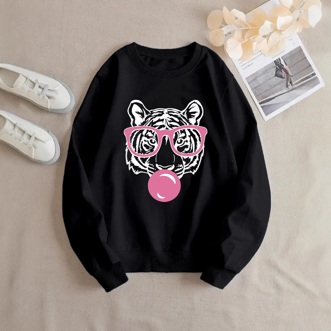 Dame sweatshirt med kreativ tigerdesign og avslappet snitt Skjora