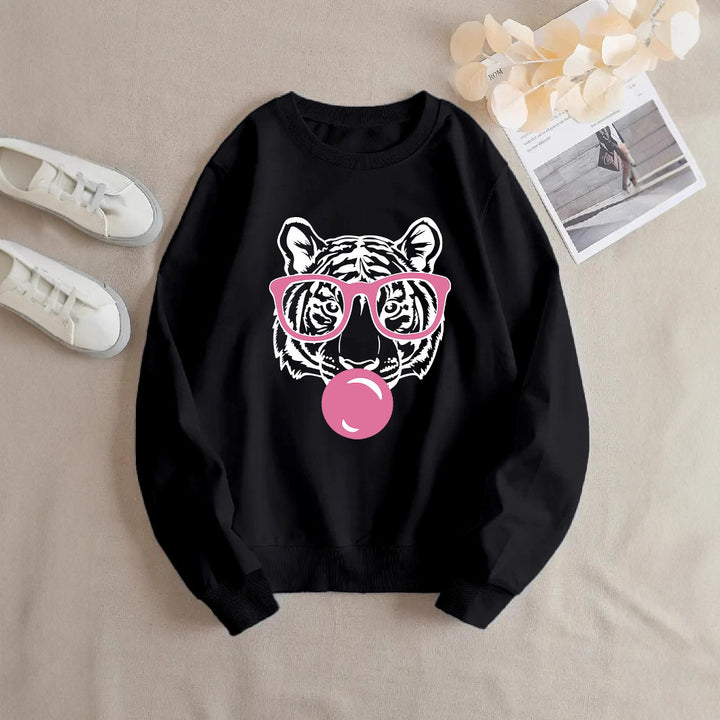 Dame sweatshirt med kreativ tigerdesign og avslappet snitt Skjora