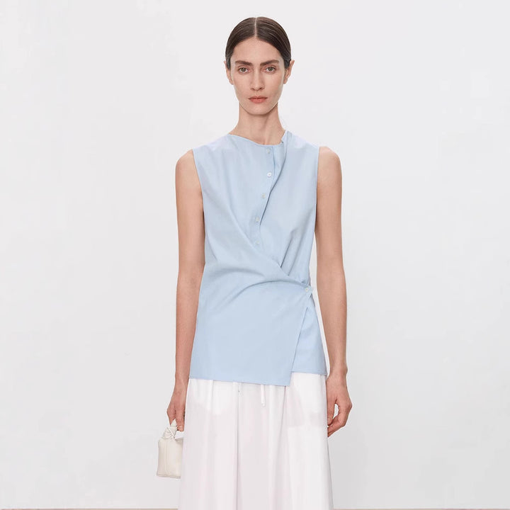 Dame Elegant ermeline skjorte med asymmetrisk snitt Skjora