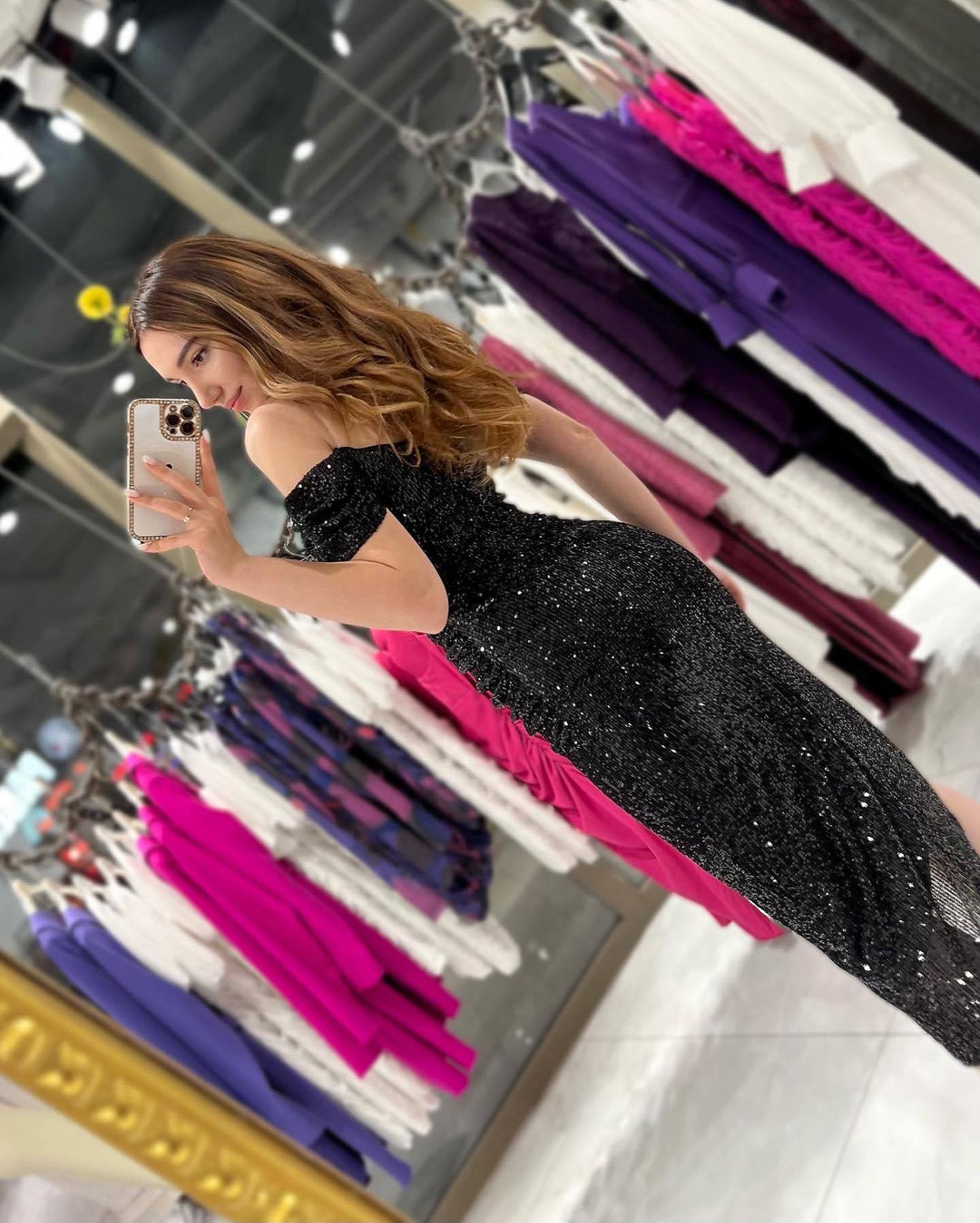 Damer Glamorous Aftenkjole med glitrende paljettdekor Skjora