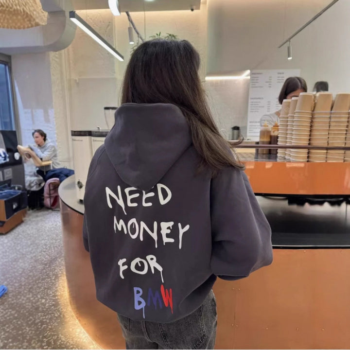 Dame Oversized Hoodie med stilige bokstaver Skjora