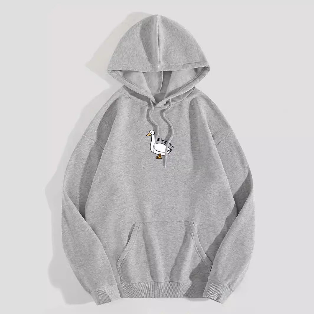 Women's hoodie with a creative goose motif and soft fleece interior Skjora