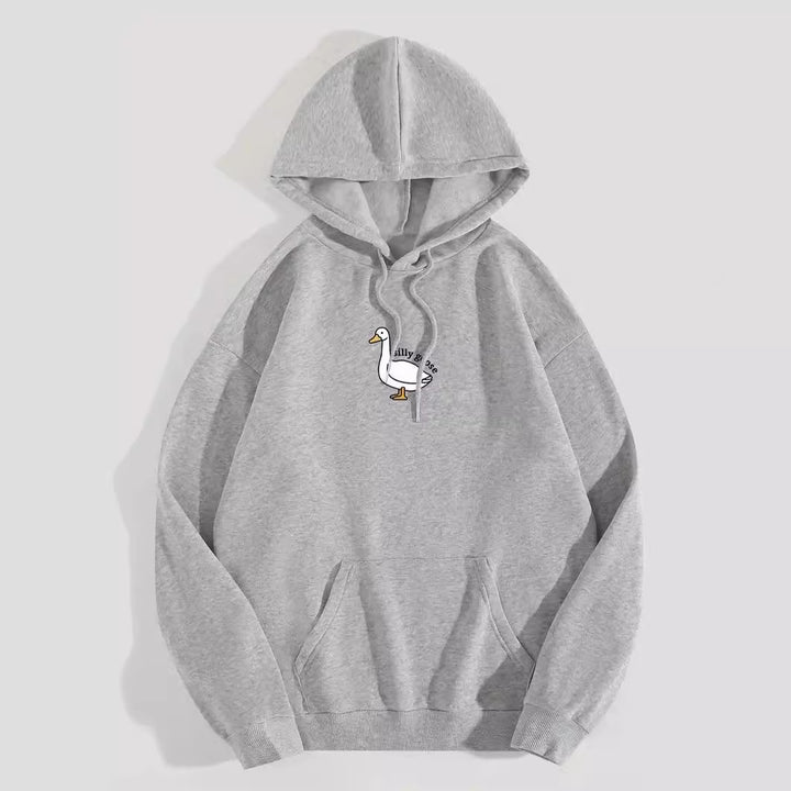 Women's hoodie with a creative goose motif and soft fleece interior Skjora