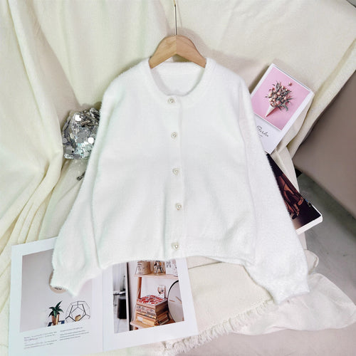 Dames koselige cardigan med perle-dekorert knapper og moderne snitt Skjora