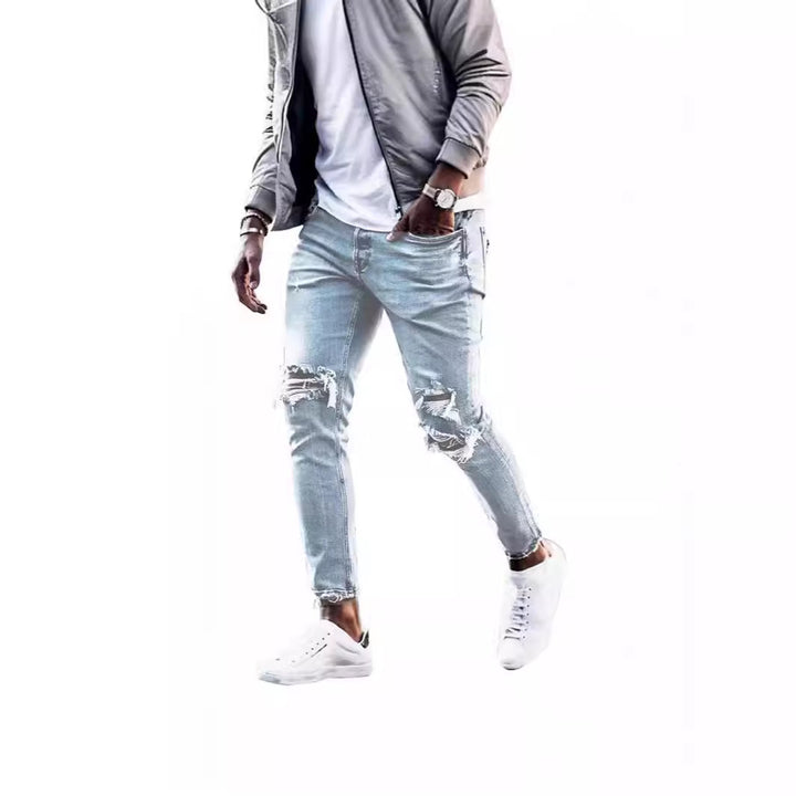 Herrer ødelagte jeans med moderne distressed-effekter Skjora