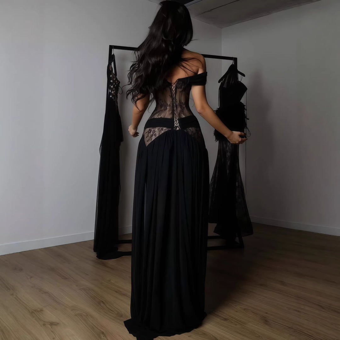Damer Elegant blondekjole med dyp splitt og uten stropper design Skjora