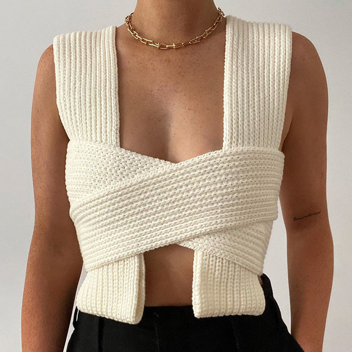Damer strikket Crop-Top med raffinerte ryggdetaljer Skjora