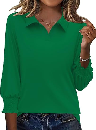 Damer Elegant Polo Shirt med Ruffle Detaljer Skjora