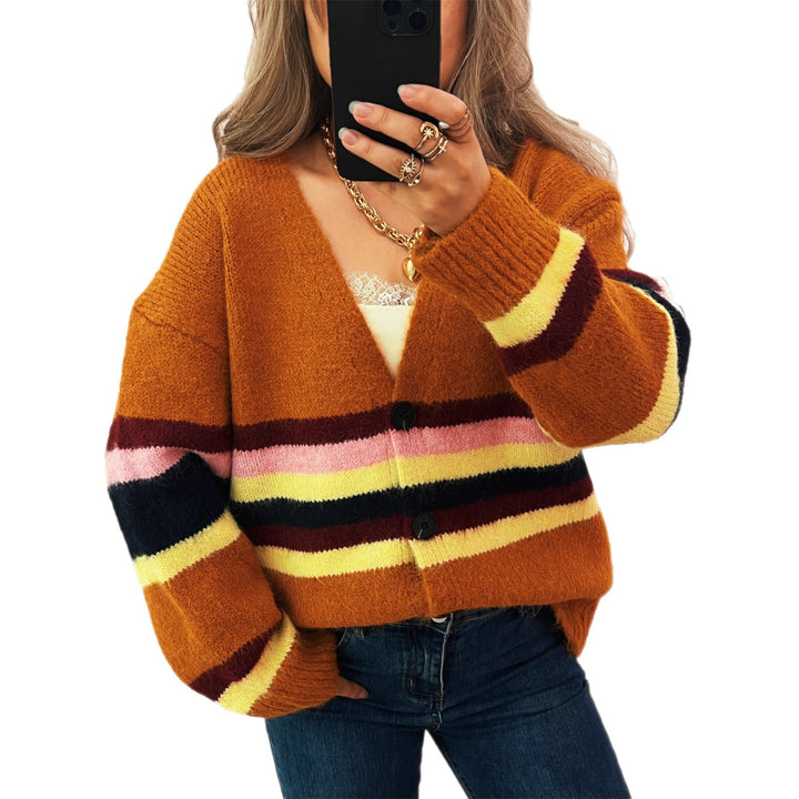 Dame koselig cardigan med elegante striper Skjora
