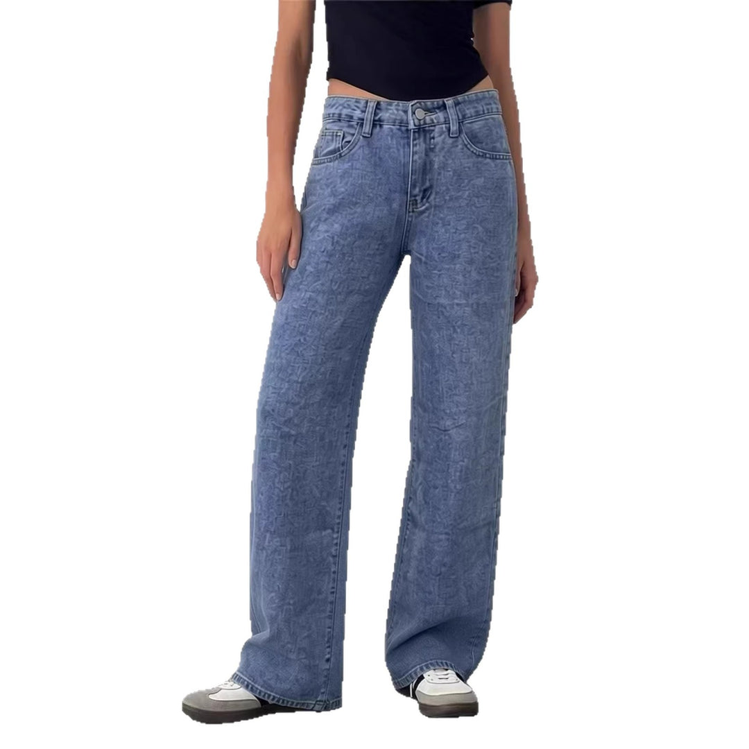Damer Vidde Høy Midje Jeans med klassisk snitt og frynsete sømmer Skjora