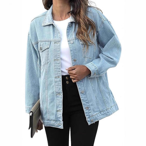 Kvinnes avslappet denimjakke med oversized passform Skjora