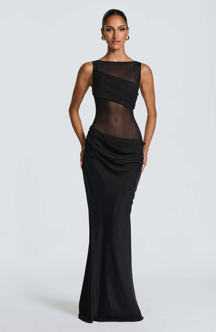 Damer Elegant Kveldsdress med Transparent Top og Raffinerte Volanger